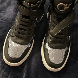 Black and White High-Top Sneakers
